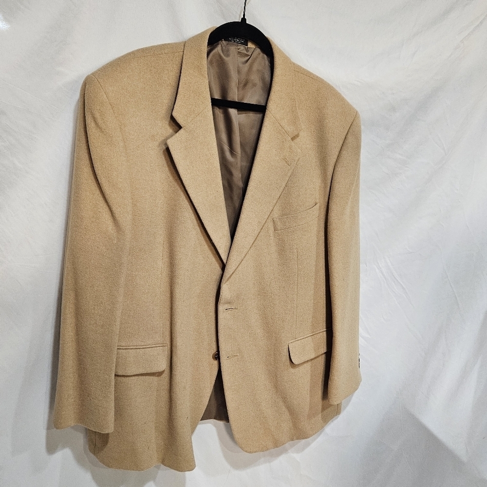 Vintage 80s ALBERT NIPON Blazer Men's 48 100% Camel Hair Classic Sport Coat Tan